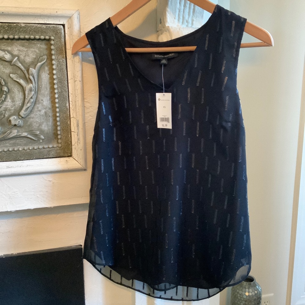 NWT Black Dressy Sleeveless Top XS Banana Republic